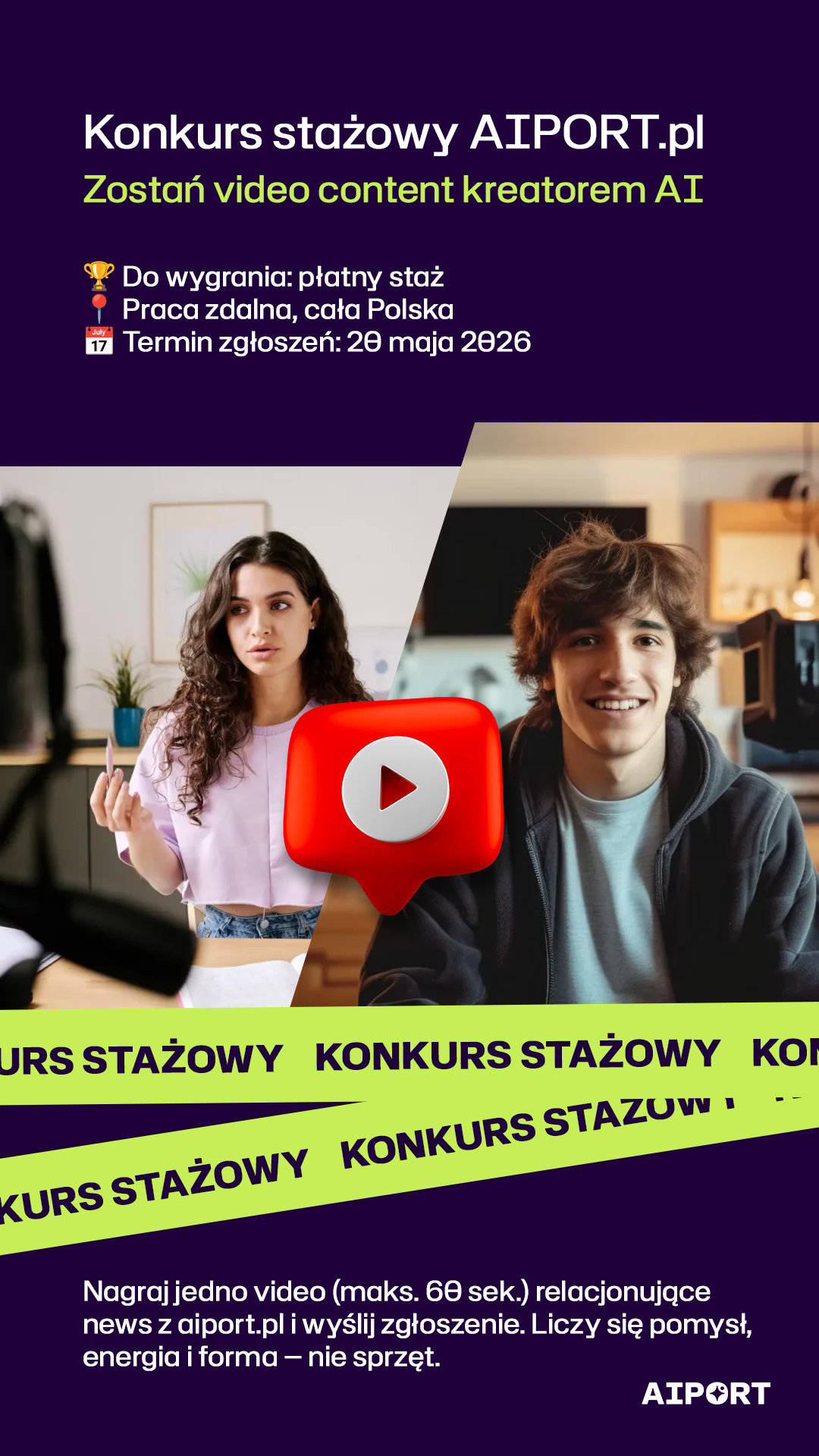 Konkurs stażowy dla studentów – AI content creator w AIPORT
